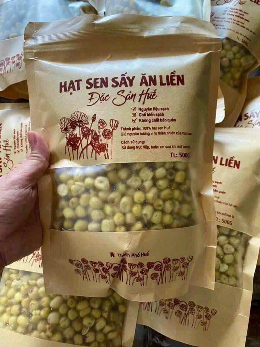 Gói 500gr Hạt Sen Huế sấy giòn ăn liền (món ngon ngày tết)
