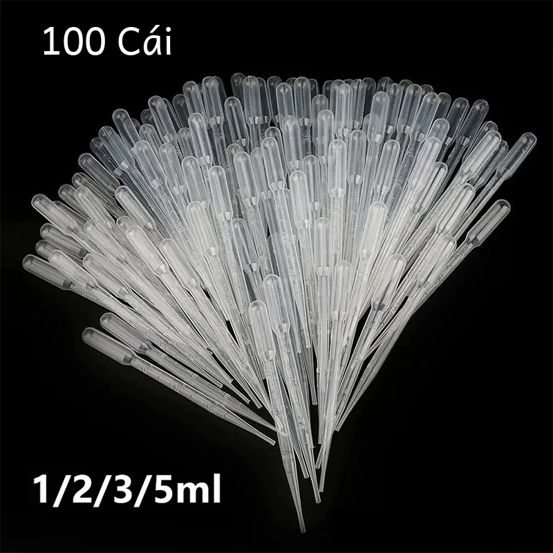 100 Chiếc Dùng Một Lần Phòng Thí Nghiệm Pipet Bộ 1Ml/2Ml/3Ml/5Ml Nhựa Tốt Nghiệp hộp Đựng Chất Lỏng Ống Nhỏ Giọt Ống Hút Dụng Cụ Trang Điểm