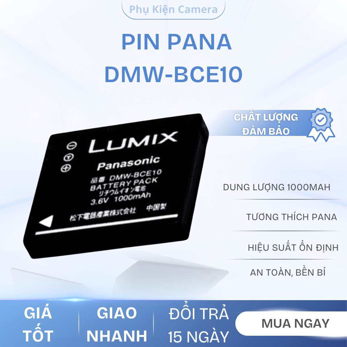 Pin Panasonic DMW-BCE10 1000mAh – Pin thay thế cho Lumix DMC-FX30 FX35 FS3 FS20