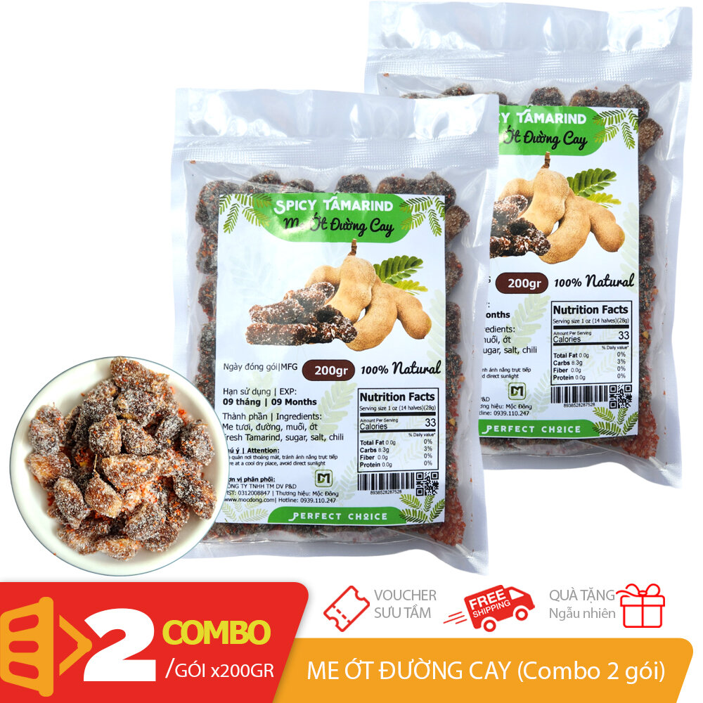 Combo 2 gói x 200gr Me ớt đường cay chuẩn gu Việt ăn vặt đồ uống châu Á