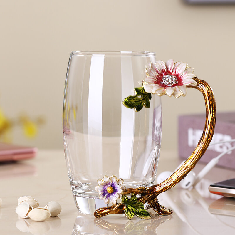 Enamel Colored Glass Cup For Women As High-Quality Gift - 7
