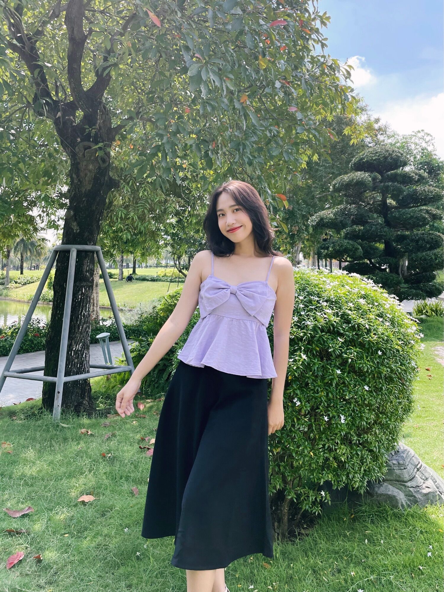 YU CHERRY | Áo nữ Linen Cami Bow Top YA382