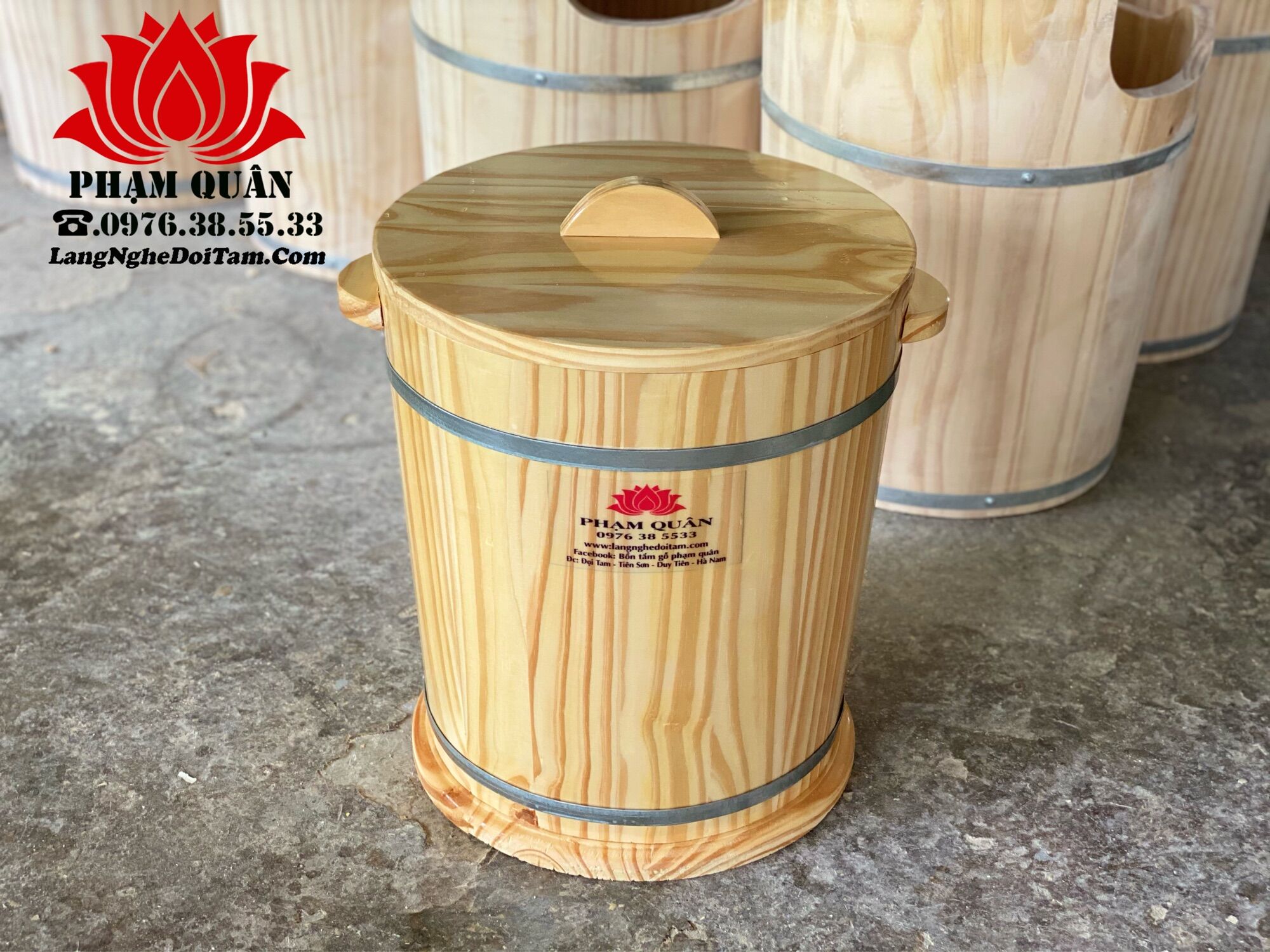 Thùng gỗ đựng gạo phong thuỷ 20kg