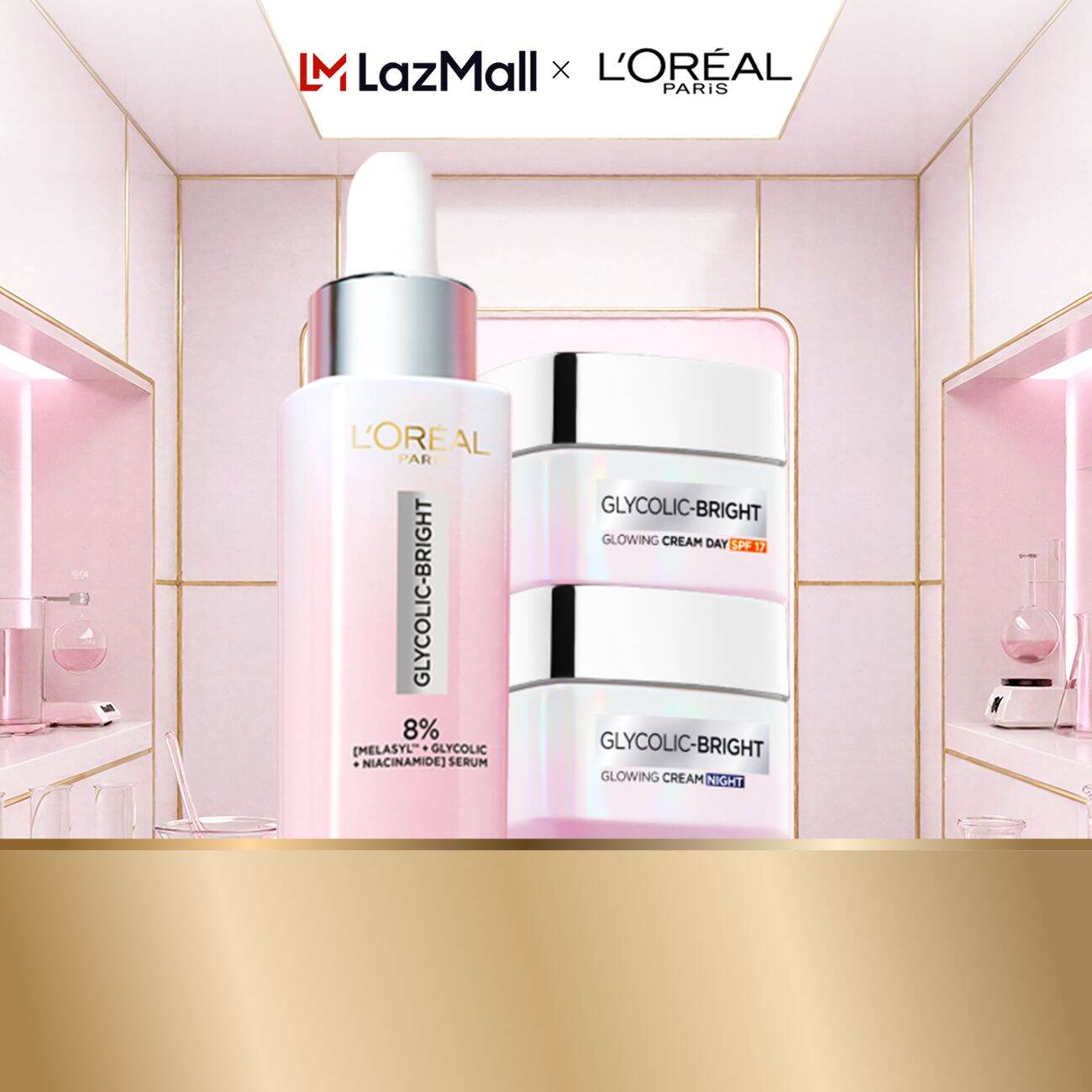 Bộ Serum Glycolic Melasyl 8% [Melasyl+Glycolic+Niacinamide]  Kem dưỡng ngày đêm sáng da giảm thâm mụn nám Loreal Paris