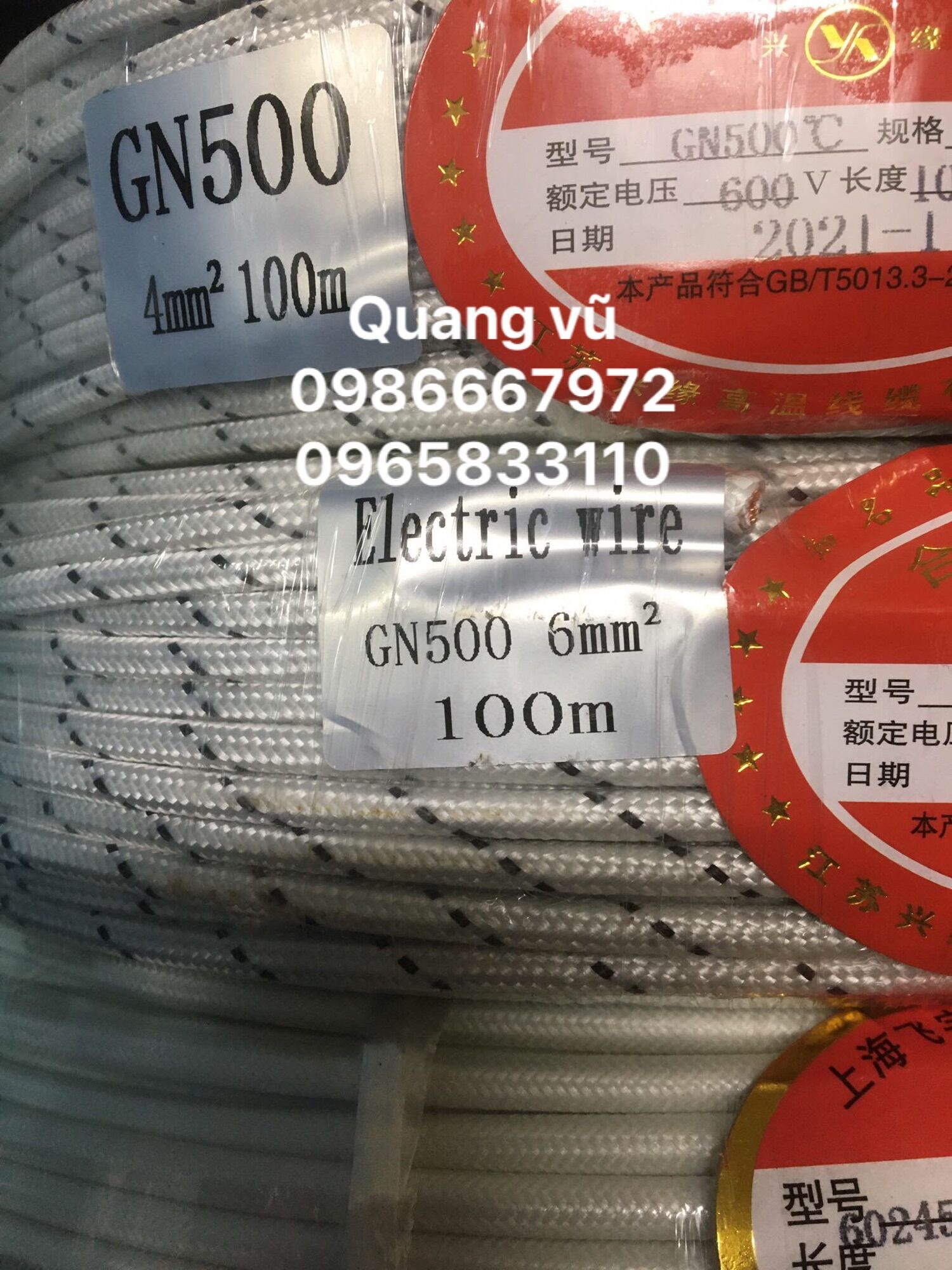 5m dây điện chịu nhiệt ,chống cháy 500 độ c 1x6mm