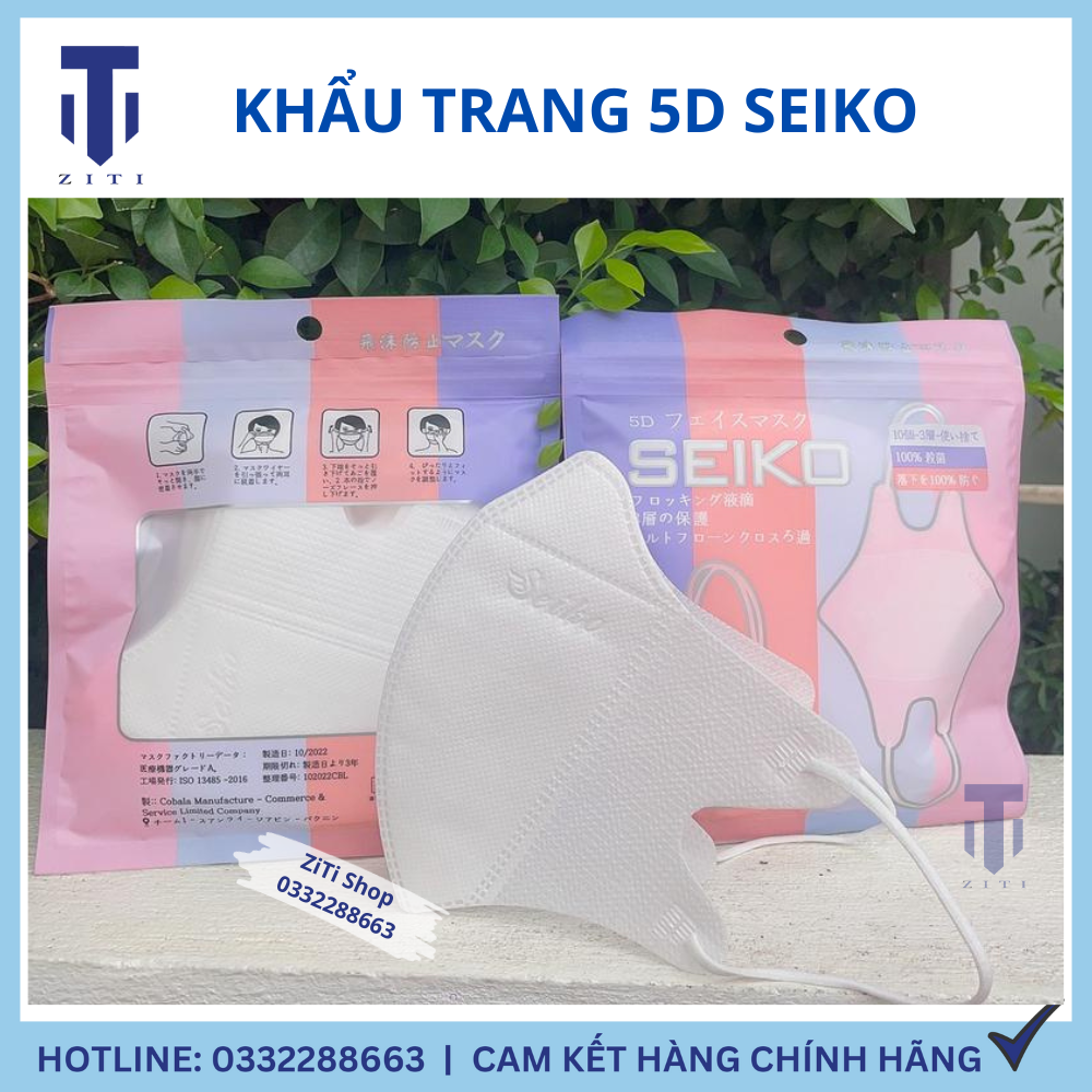 Set 120 Chiếc Khẩu Trang SEIKO 5D Mask, Hàng Cao Cấp Vải Không Dệt 3 Lớp Lọc Bụi