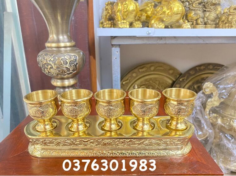 Khay đựng nước , rượu khay thờ cúng bộ khay 5ly