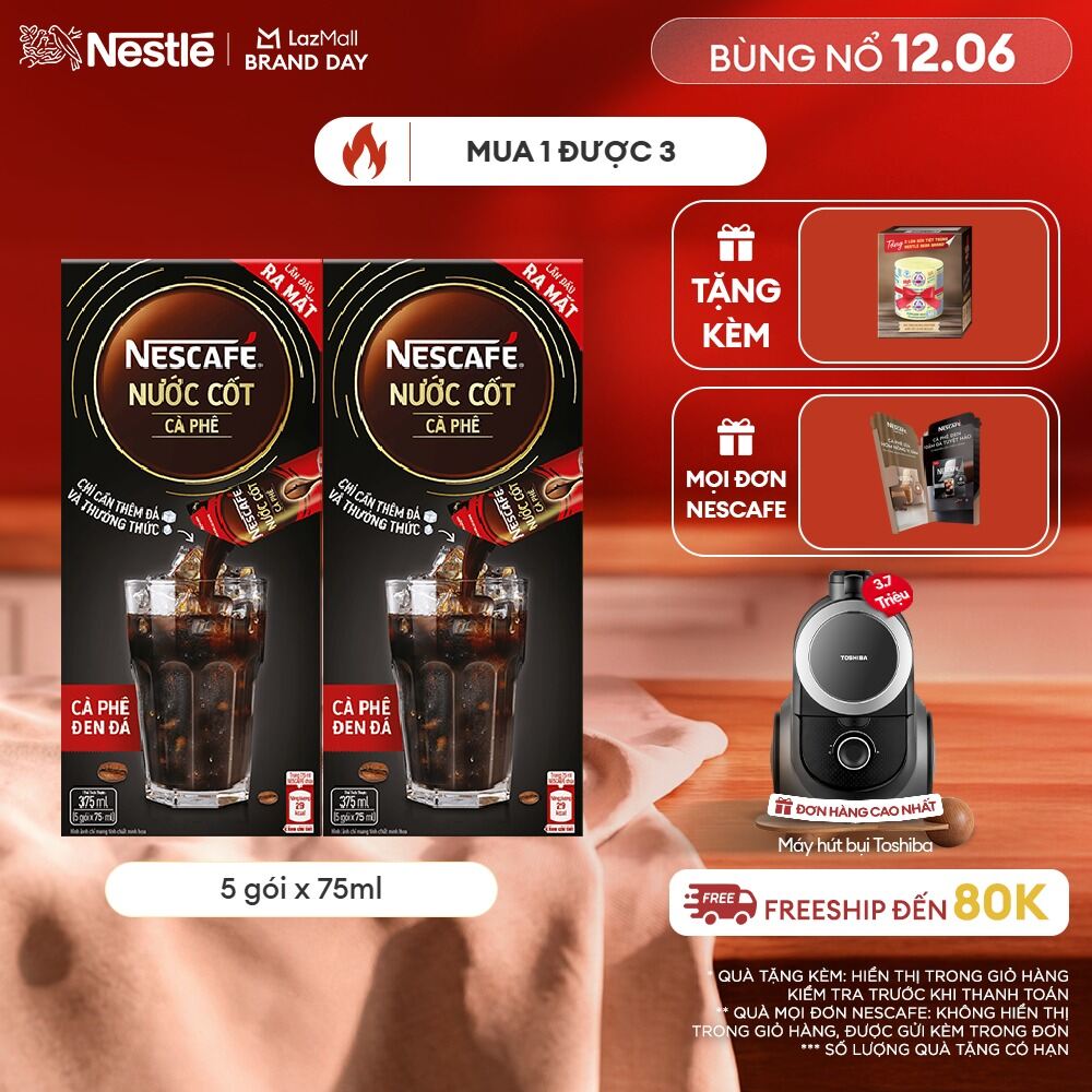 [ƯU ĐÃI THÁNG 6] Combo 2 hộp Nước Cốt Cà Phê NESCAFÉ Cà phê Đen Đá