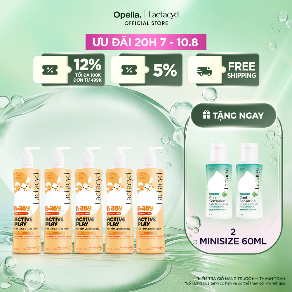 Bộ 5 SữaTắm Gội Hằng Ngày Cho Bé Lactacyd Baby Active Play Giúp Đề Kháng Da Và Bảo Vệ Bé Khỏi Vi Khuẩn 500ml
