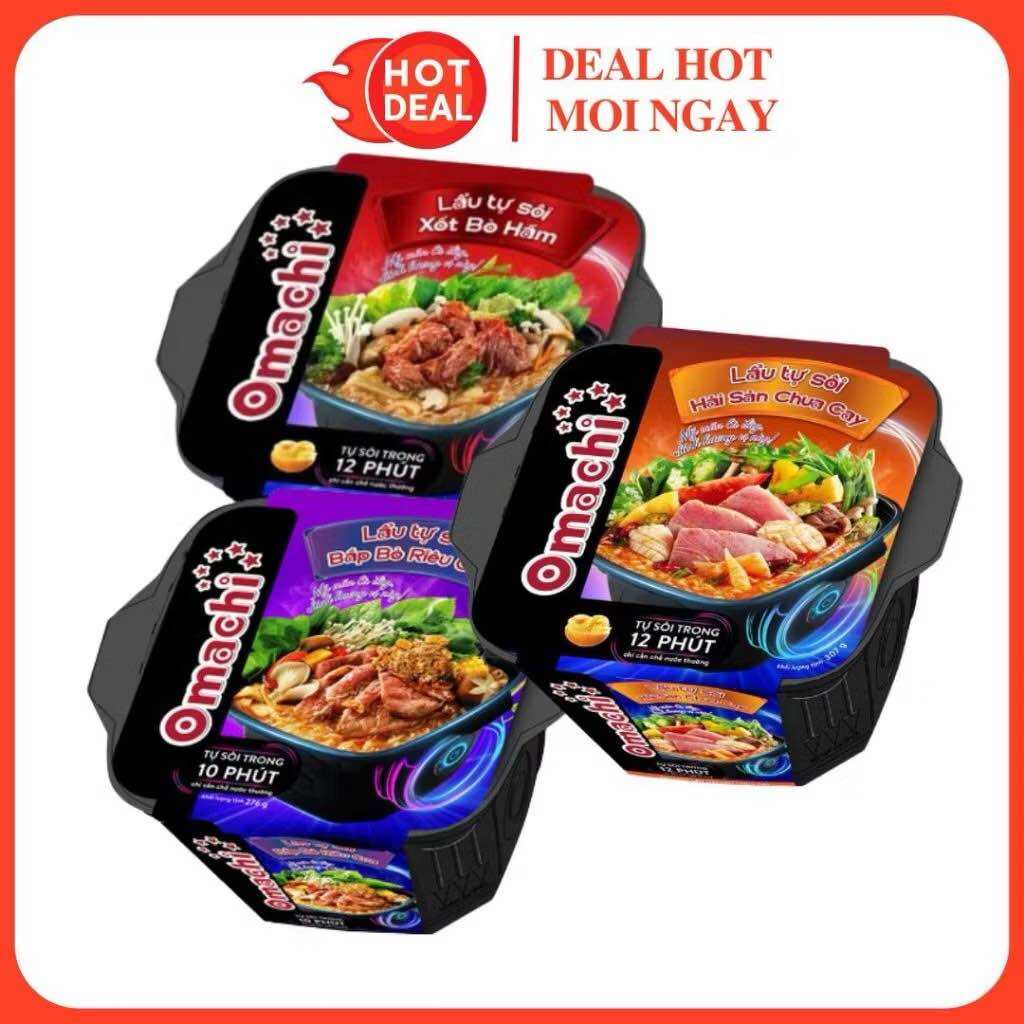  Lẩu Tự Sôi Omachi Hải Sản Chua Chay Xốt Bò Hầm Bắp Bò Riêu Cua NGẪU NHIÊN 