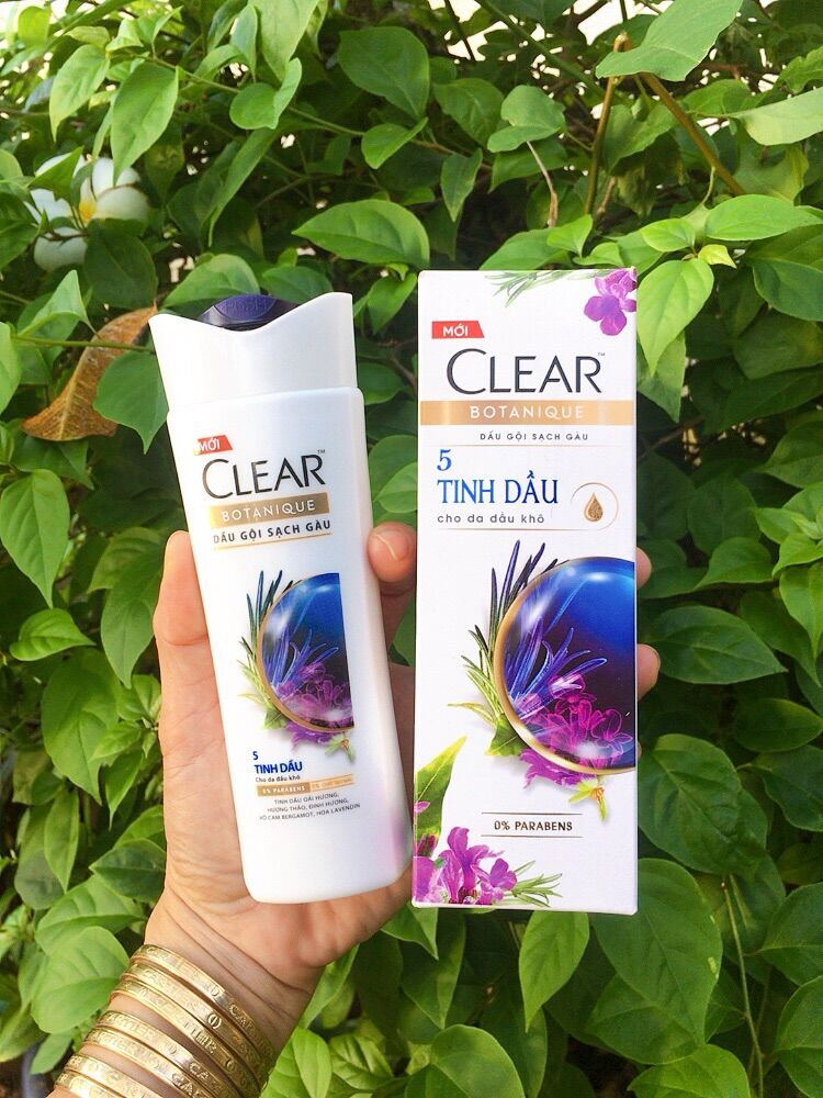 Dầu gội sạch gàu Clear Botanique 5 tinh dầu 180g dành cho da đầu khô