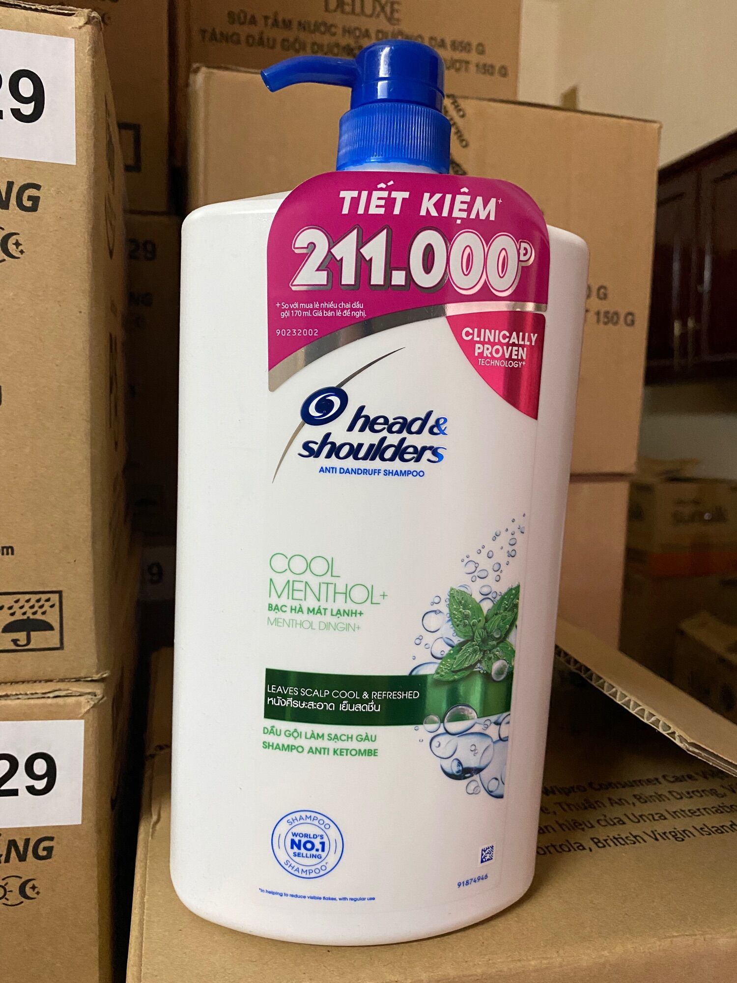 Dầu gội head&shoulders bạc hà chai 850ml, 1.2kg -1.8kg