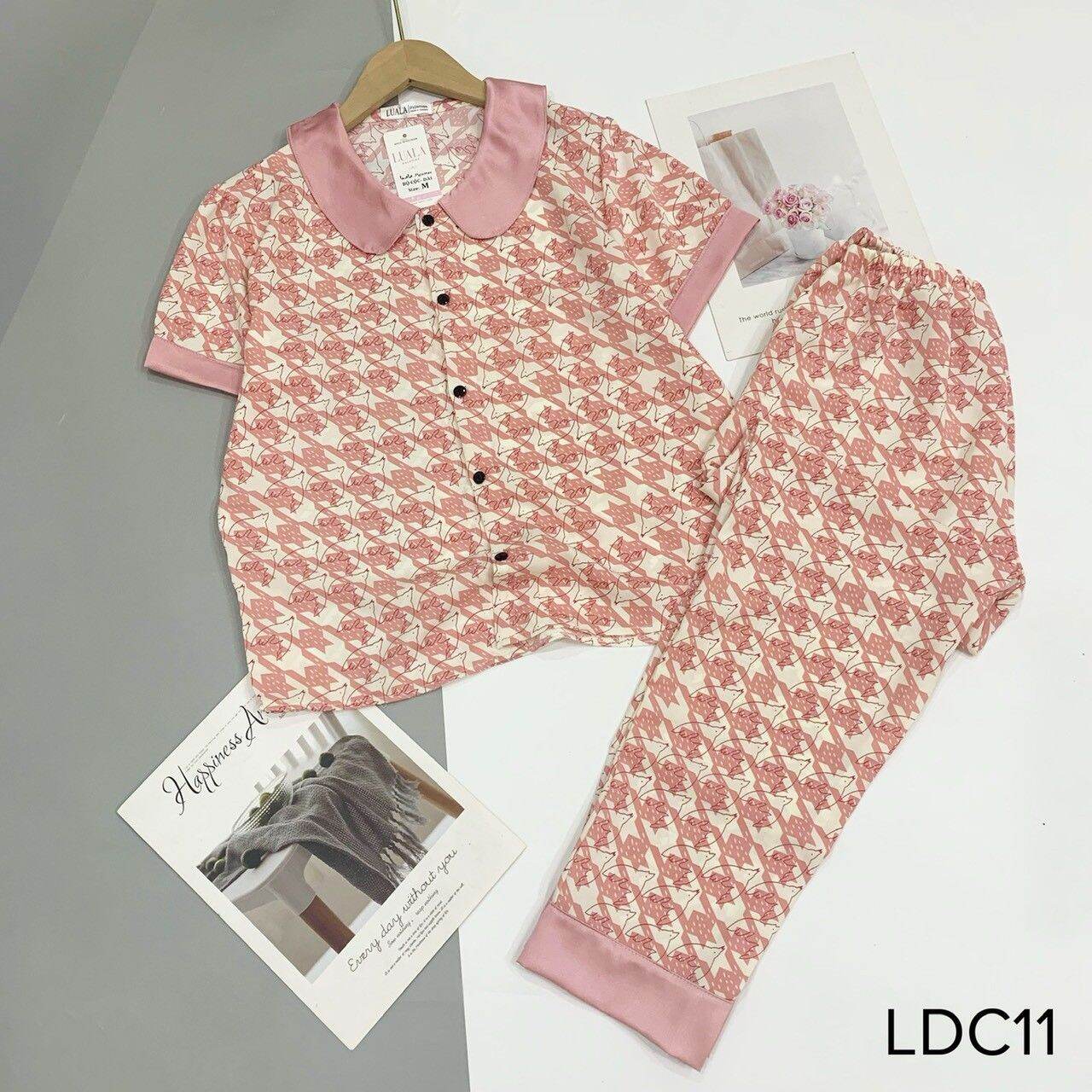 Bộ pijama lụa mango quần dài cao cấp có size