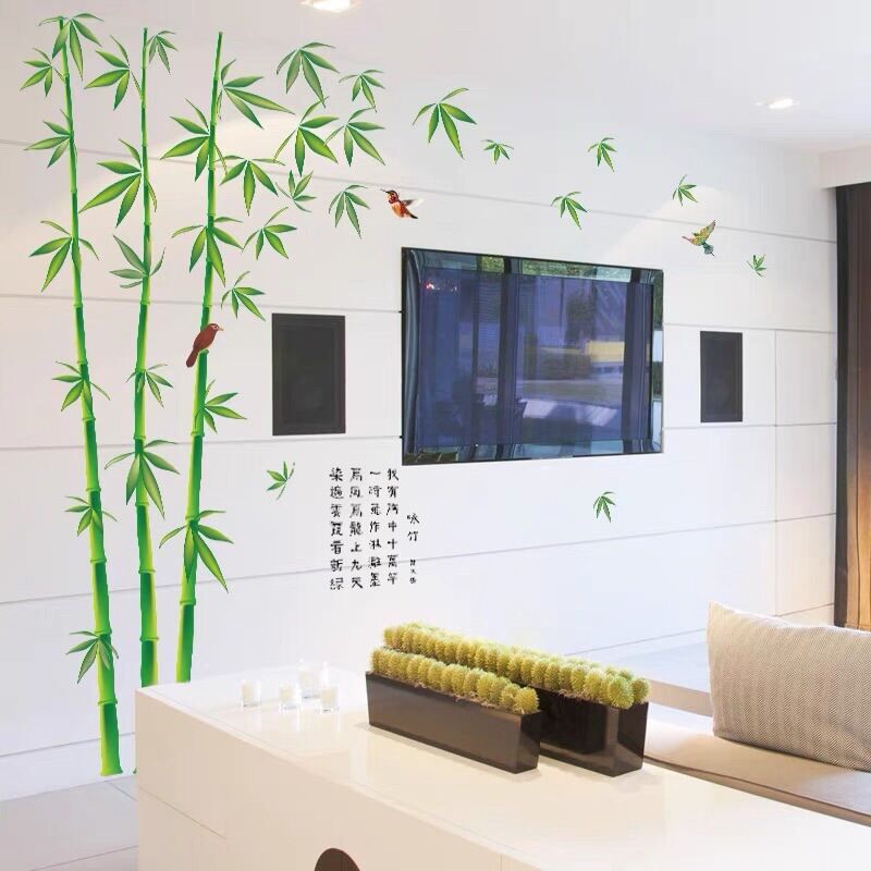 Tranh dán tường, Decal dán tường trúc xanh trang trí phòng khách