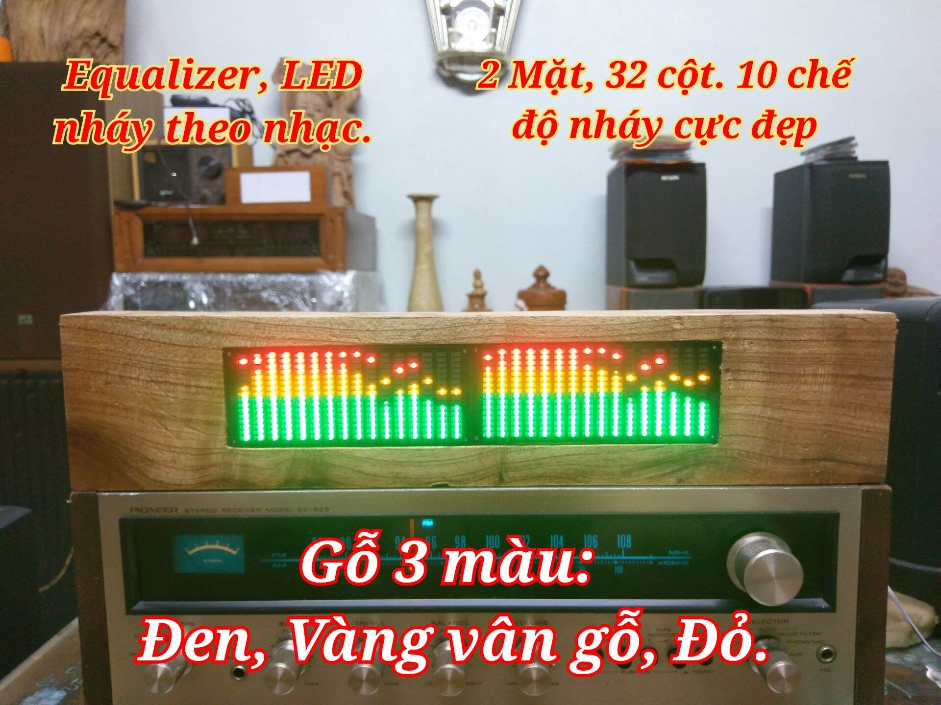 Đèn Nháy Theo Nhạc, Đèn Equalizer trang trí, Gắn hộp Gỗ cực đẹp