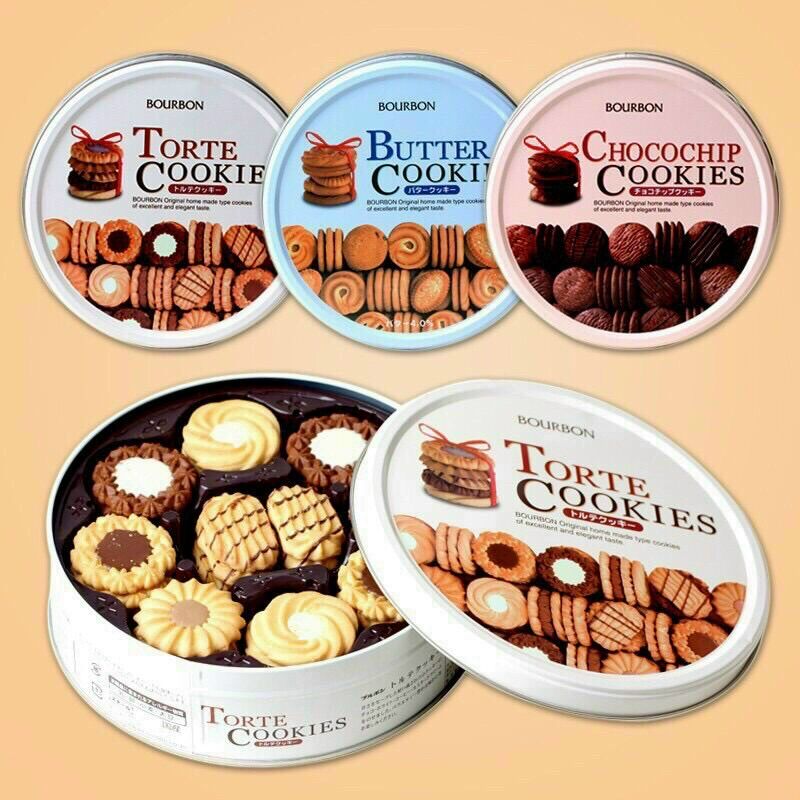 Bánh quy bơ cookies bourbon vị bơ/socola nhật bản hộp thiếc sang trọng
