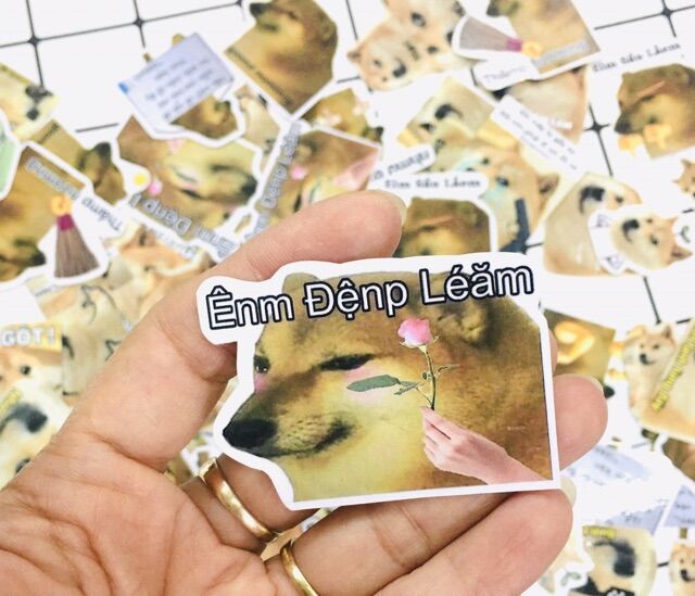 Sticker cheems 30-60 cái ép lụa khác nhau/ hình dán cheems meme