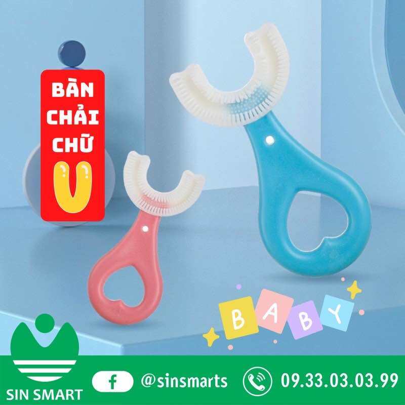 Bàn chải đánh răng chữ U cho bé từ 2 tuổi, chải xoay 180 độ, massage răng, chất liệu mềm mại, an toàn