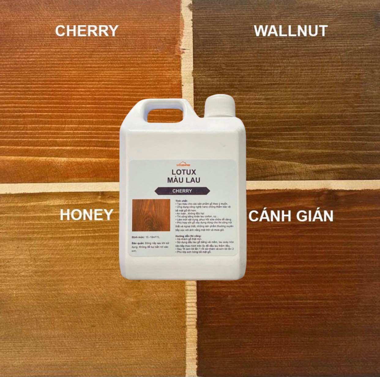  Sỉ 5-20L Sơn lau tạo màu gỗ GỐC NƯỚC một thành phần không cần pha dung môi mau khô Lotux Paints 