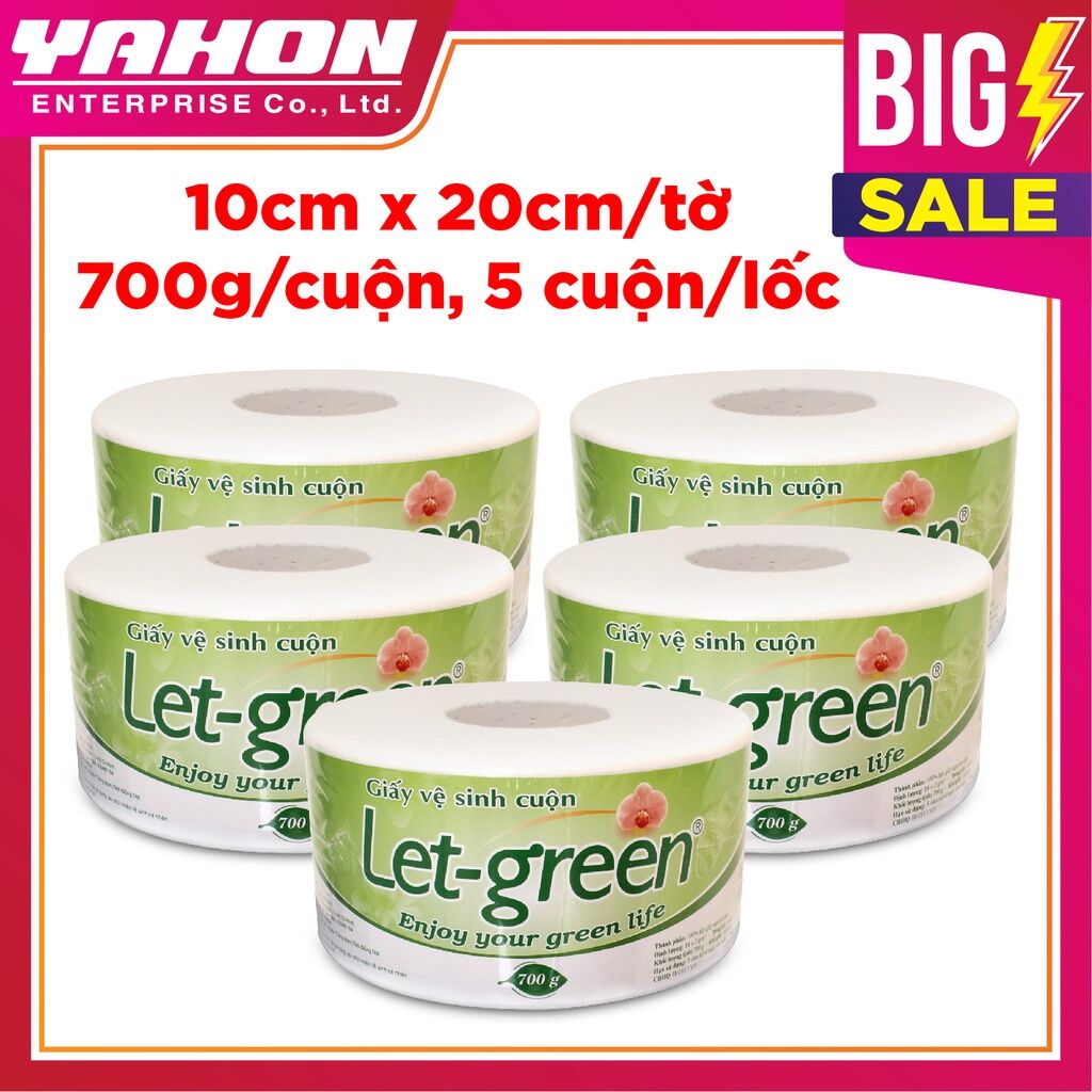 Giấy vệ sinh cuộn Let Green 700g. hàng chính hãng.