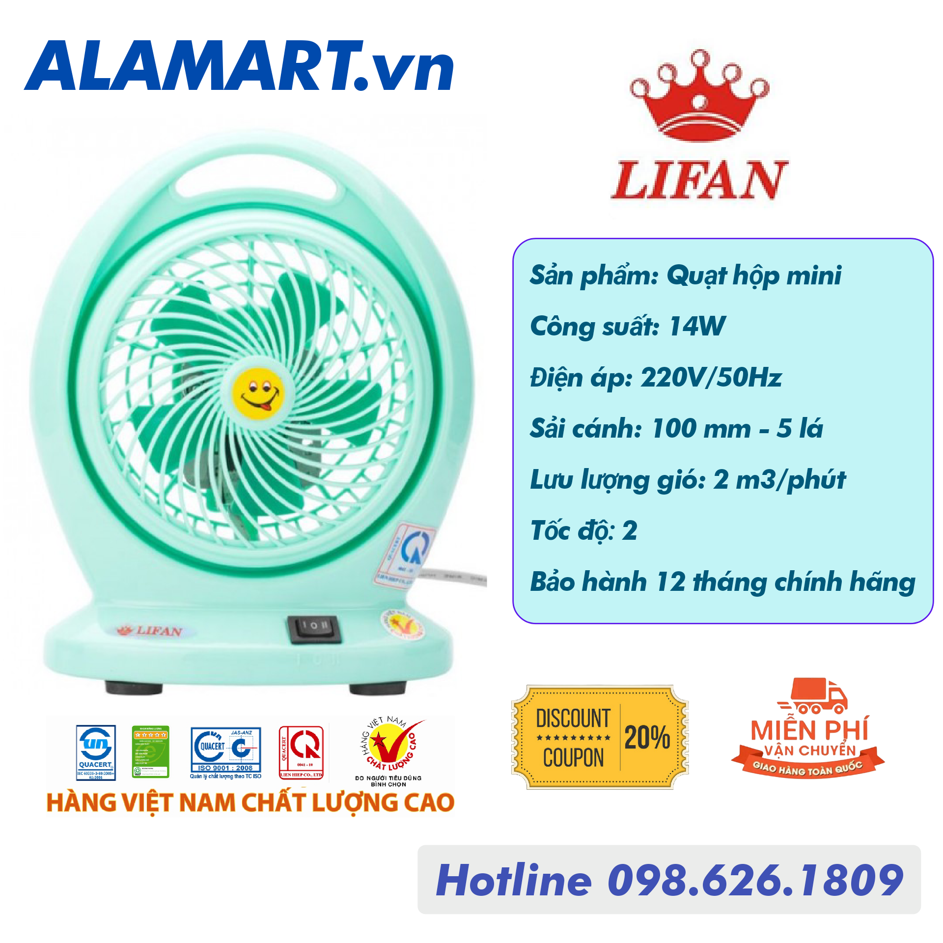 Quạt hộp mini Lifan HOMI (14w)