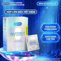 Bao Cao Su Durex Invisible Siêu Mỏng Size 52 mm Hộp 16 Bao Mới Ra Mắt - Hộp Lớn Siêu Tiết Kiệm