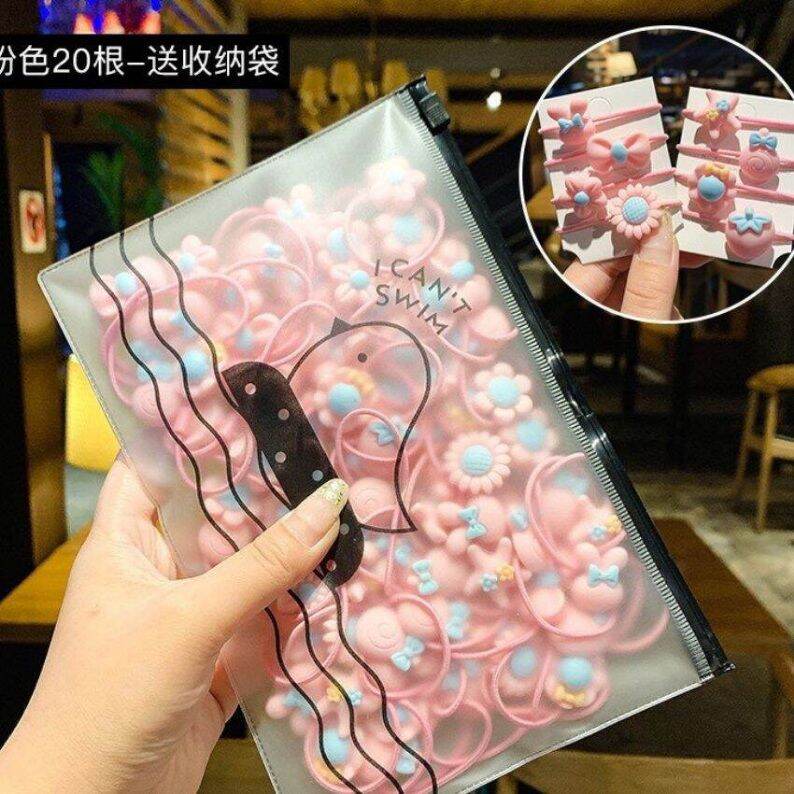 Túi zip + set 20 dây , cột tóc bé gái hoa quả xinh xắn, dễ thương, kèm túi zip tiện lợi -- subo shop