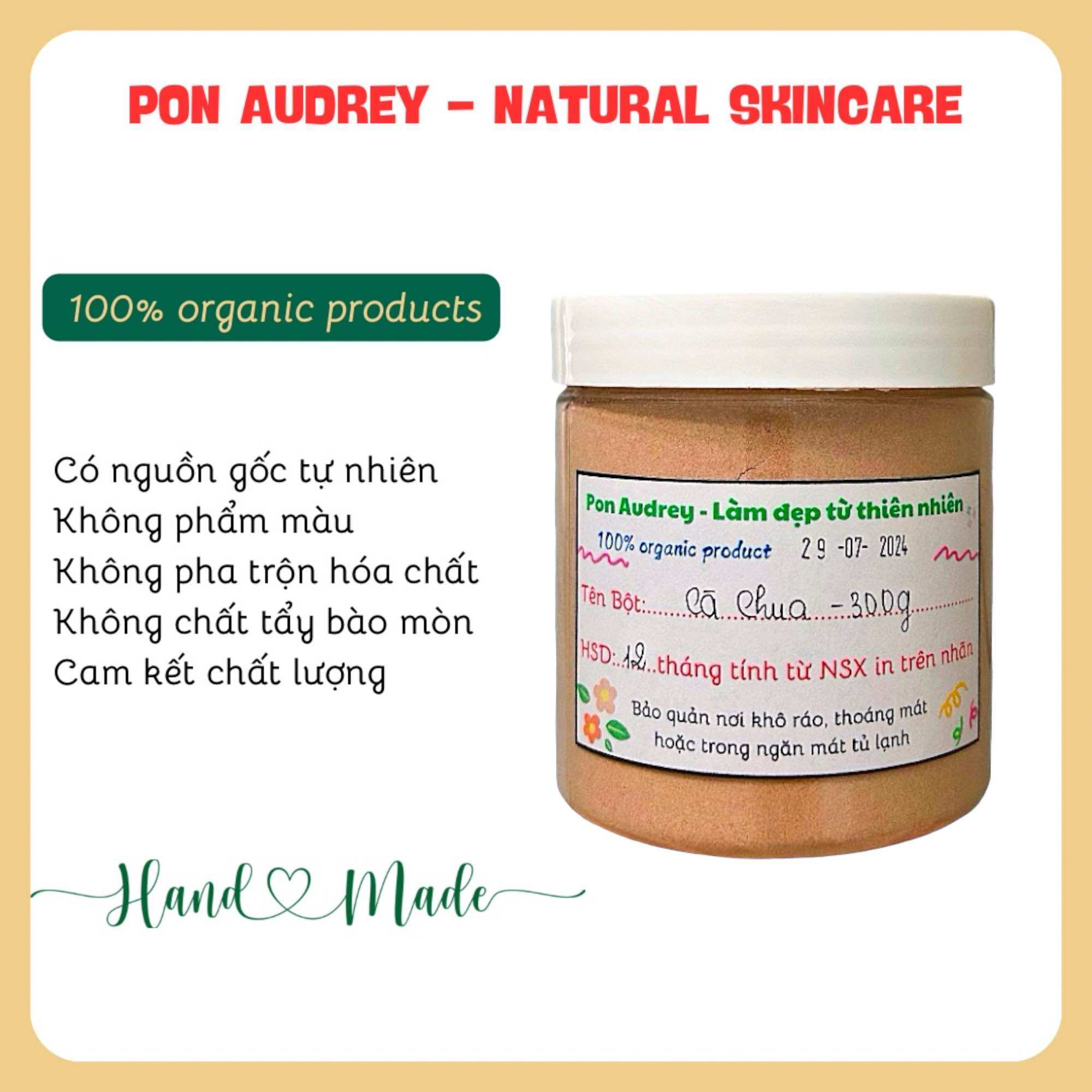 Bột cà chua nguyên chất ủ trắng da, giảm thâm mụn nám, nhả nắng cấp ẩm