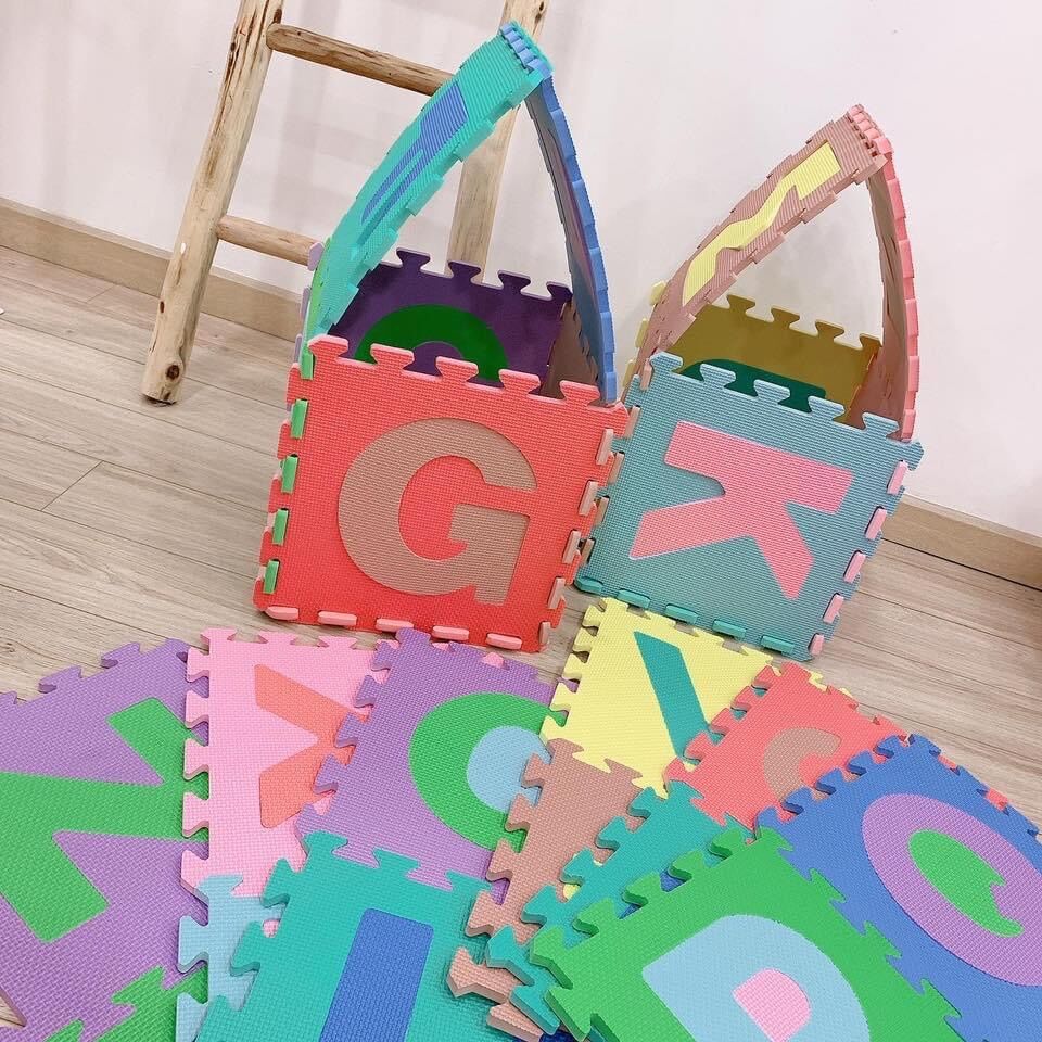 [BỘ 26 MIẾNG- KHÔNG MÙI HÔI - MÀU PASTEL] Thảm xốp ghép trẻ em xuất dư kích thước 30x30 thảm trải sàn học tập