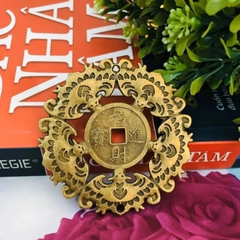 ĐỒNG XU NGŨ PHÚC LÂM MÔN HÌNH CON RƠI ( 6 CM)