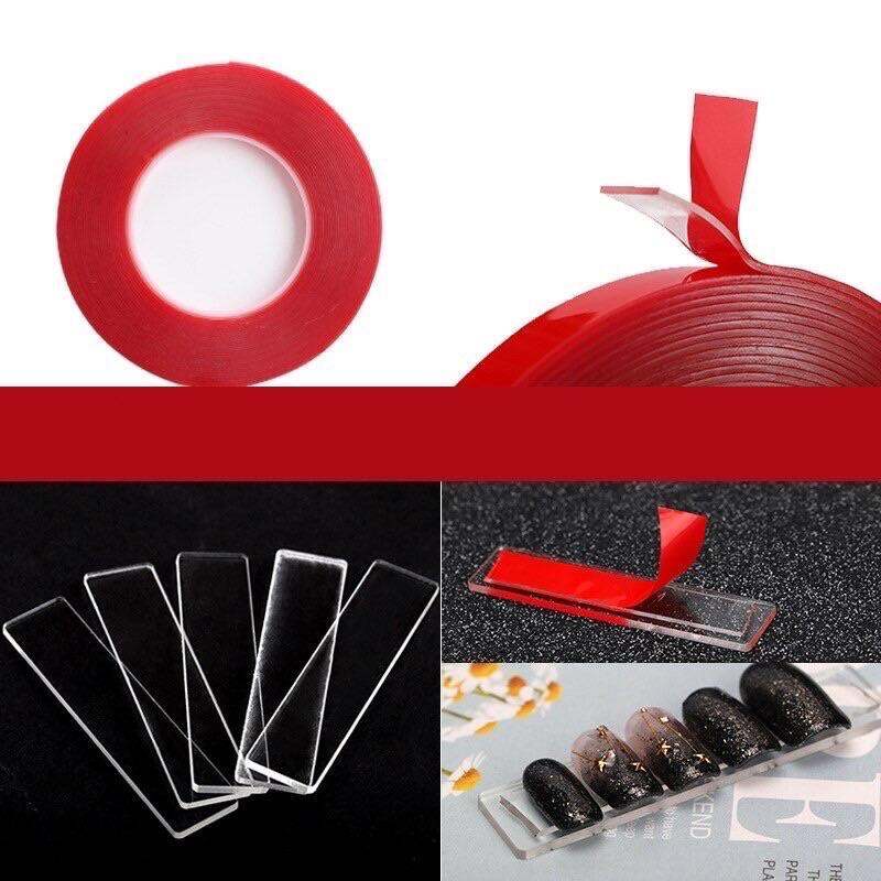 Băng keo đỏ 2 mặt, tạo fan mi, dán Nail box, dán mẫu trưng bày