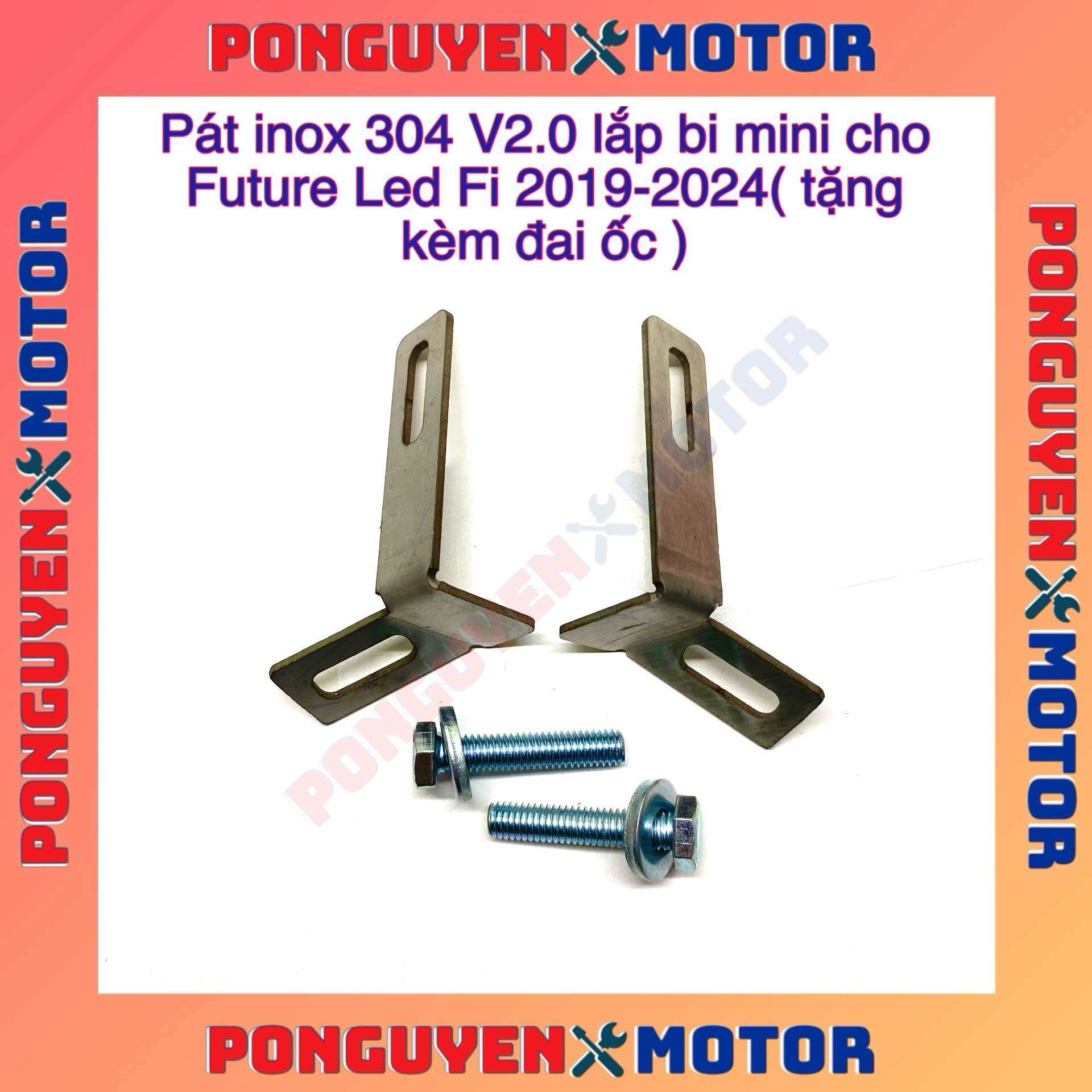 Pát inox lắp đèn bi mini cho future led 2019-2024
