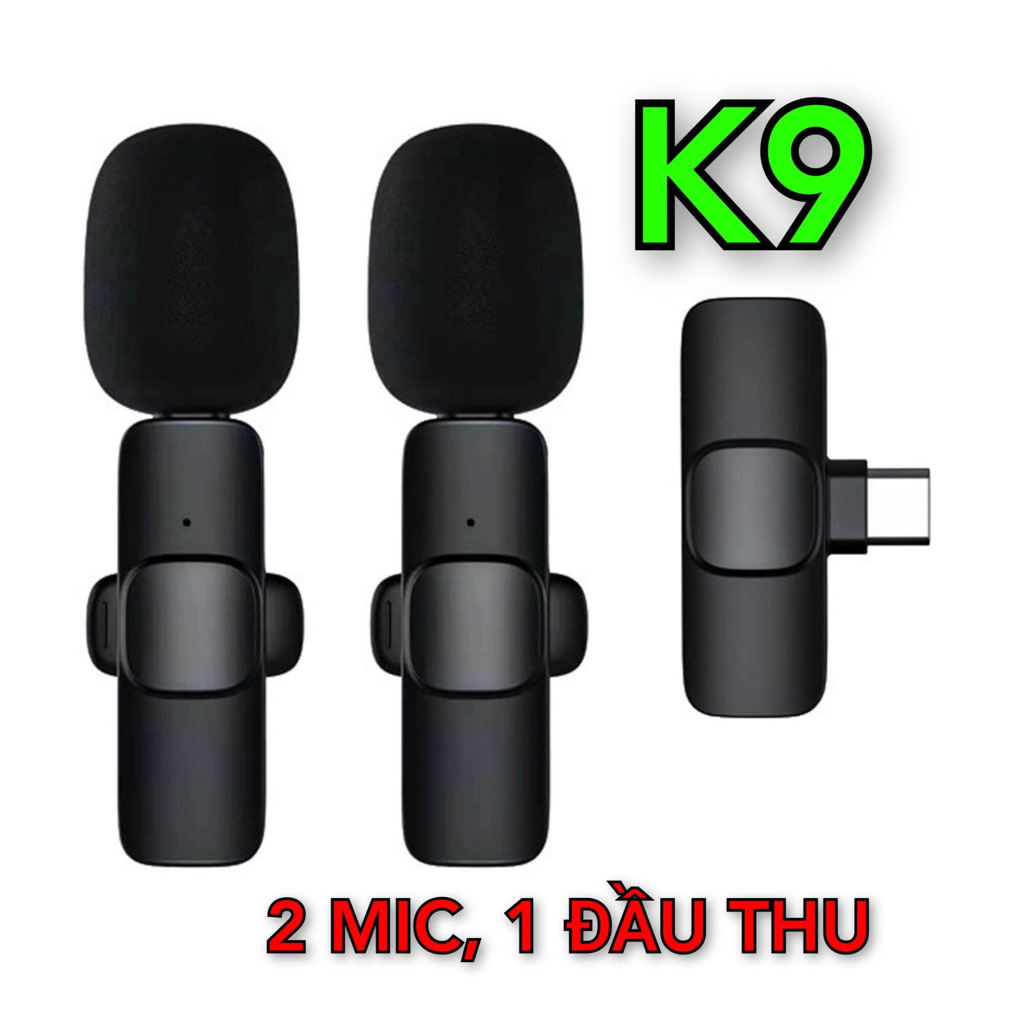 Micro thu âm không dây K9, mic đôi cho điện thoại