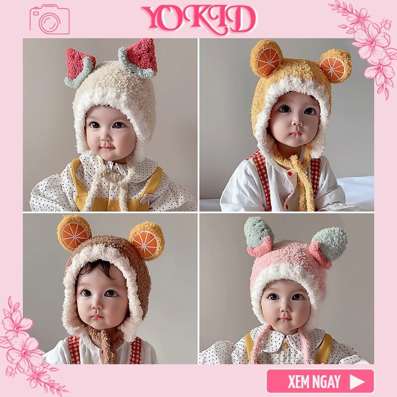 Mũ len lông cừu cho bé hình hoa quả cực dễ thương phù hợp trẻ em từ 3 đến 36 tháng tuổi - ML18