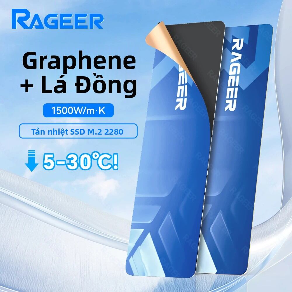 RAGEER M.2 2280 SSD Tản Nhiệt Graphene + Đồng Với Tấm Tản Nhiệt Làm Mát NVMe/SATA Hiệu Suất Cao Cho Máy Tính Xách Tay Dễ Dàng Lắp Đặt 2/5-Pack Giá 78,850 Đồng*Miễn phí vận chuyển
