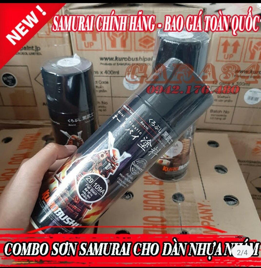 COMBO SƠN SAMURAI MÀU ĐEN NHỰA NHÁM LÓT KPP
