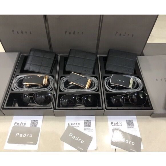 [Fullbox + Túi giấy] Combo pedro ví + thắt lưng + mắt kính nam,