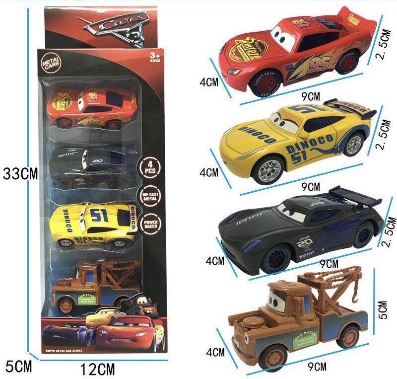 Bộ 4 xe ô tô Macqueen bằng sắt chạy cót