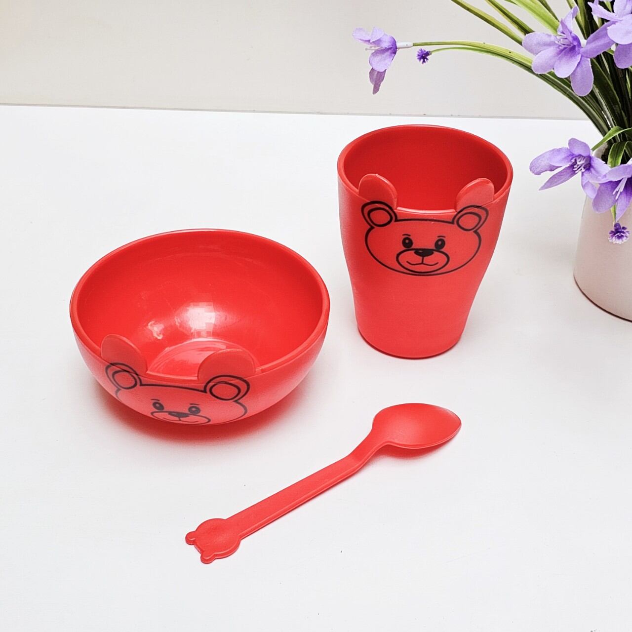 bộ chén ly muỗng ăn dặm cho bé ( màu ngẩu nhiên)