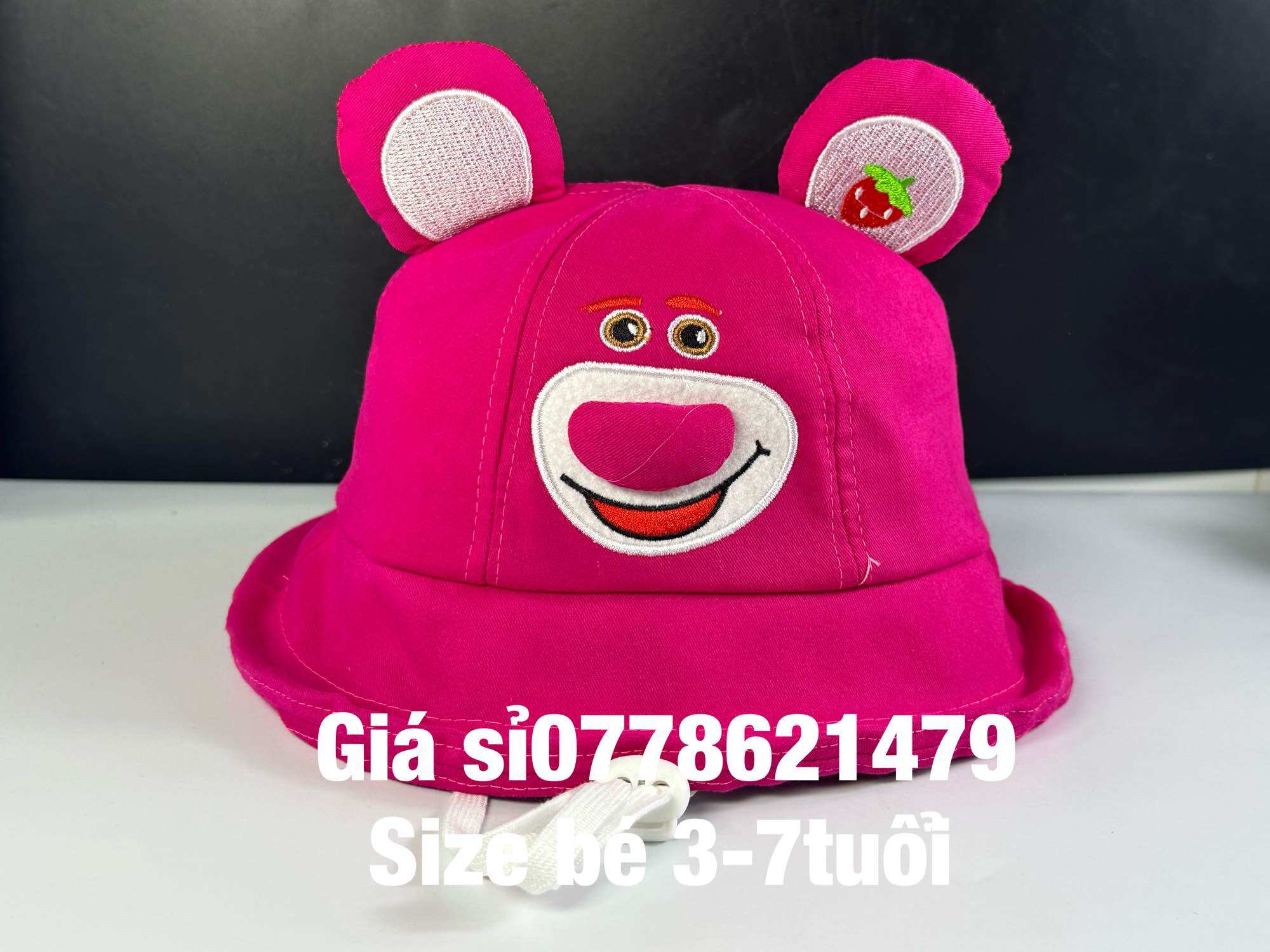 Nón vành che nắng gấu dâu cho bé gái 2 tuổi trở lên ::: mũ dành cho trẻ gấu dâu dễ thương 7 tuổi đổ 