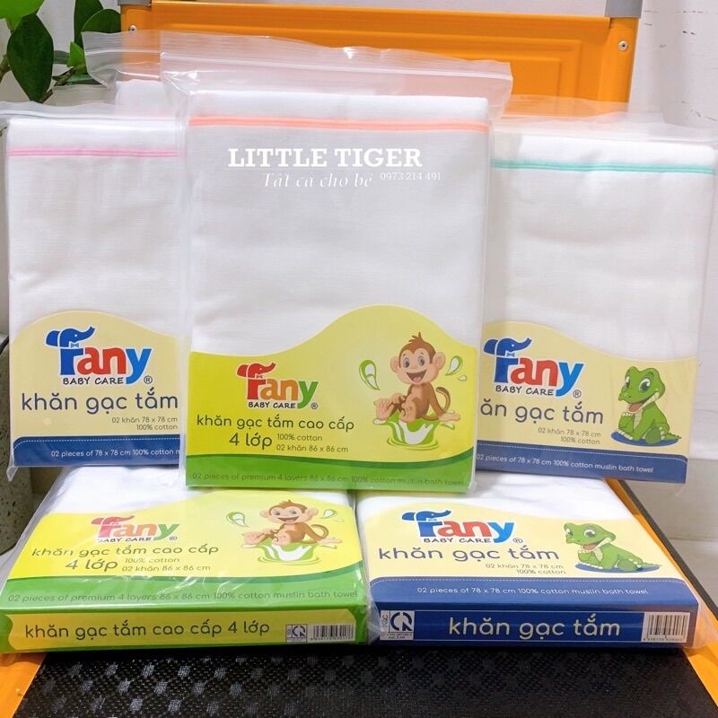 Khăn tắm cho bé - Gói 2 chiếc khăn xô tắm cao cấp FANY 4 lớp cho bé - Khăn gạc tắm mềm mại cho bé