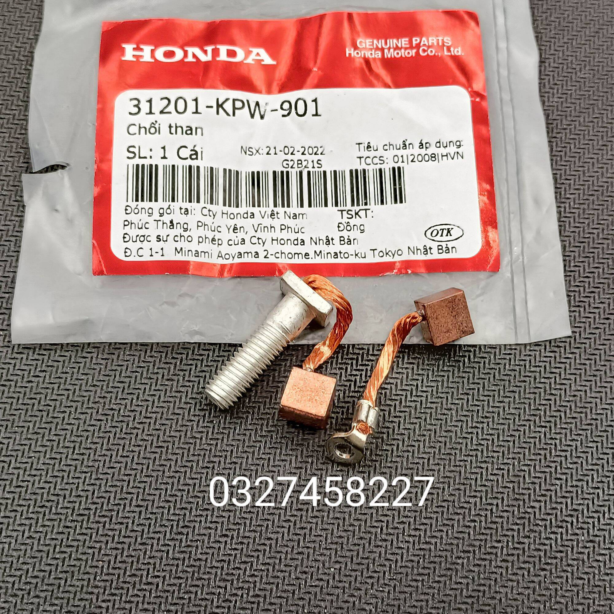Bộ chỗi than motor đề xe future neo, x, mập 125... zin honda