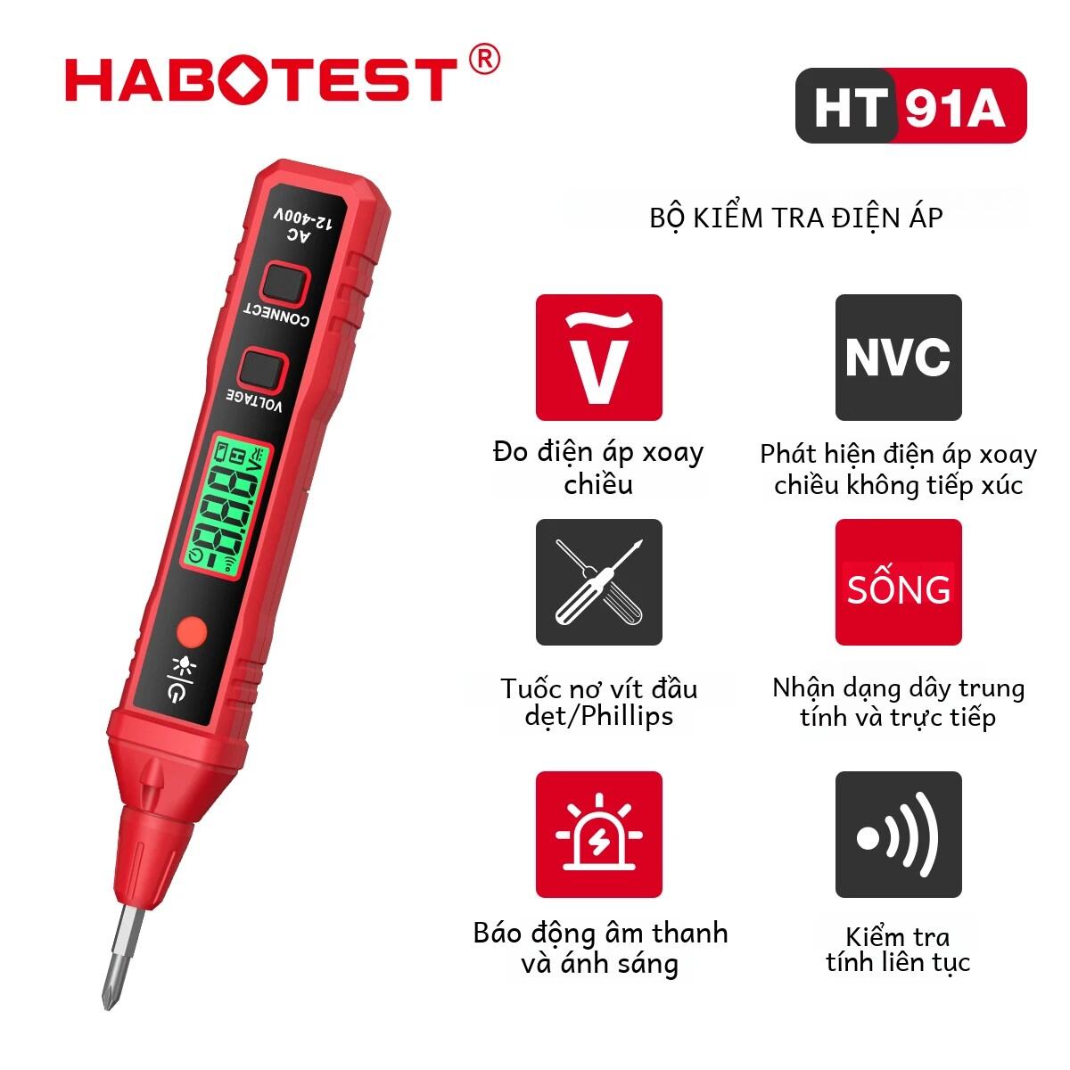 HABOTEST HT91A Bút-Loại Bút Thử Điện Áp AC Đo Điện Áp Dây Phát Hiện Liên Tục Thợ Điện Dụng Cụ Chạy Bằng Pin