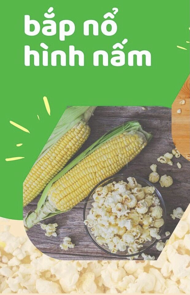 Túi 1kg Ngô chưa rang, làm bắp rang bơ hình nấm chuẩn rạp phim