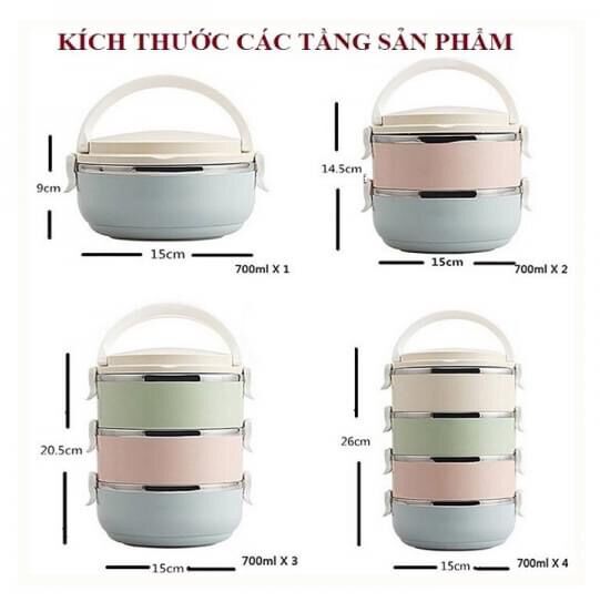 Hộp Đựng Cơm Cặp Lồng Cơm Giữ Nhiệt Lúa Mạch Ruột Inox Chất Lượng Số 1