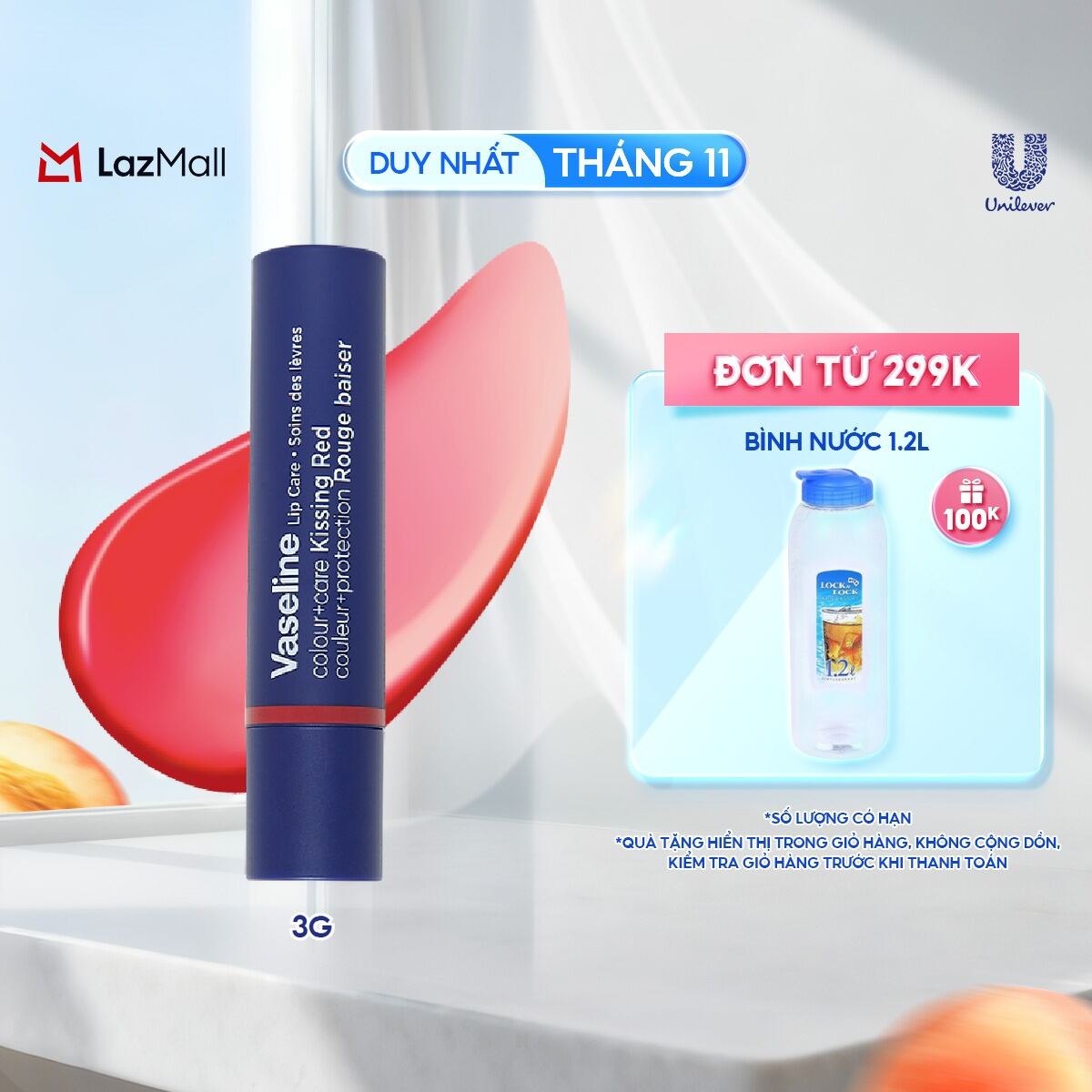 [NEW] Son dưỡng môi Vaseline Colour+Care Kissing Red 3g