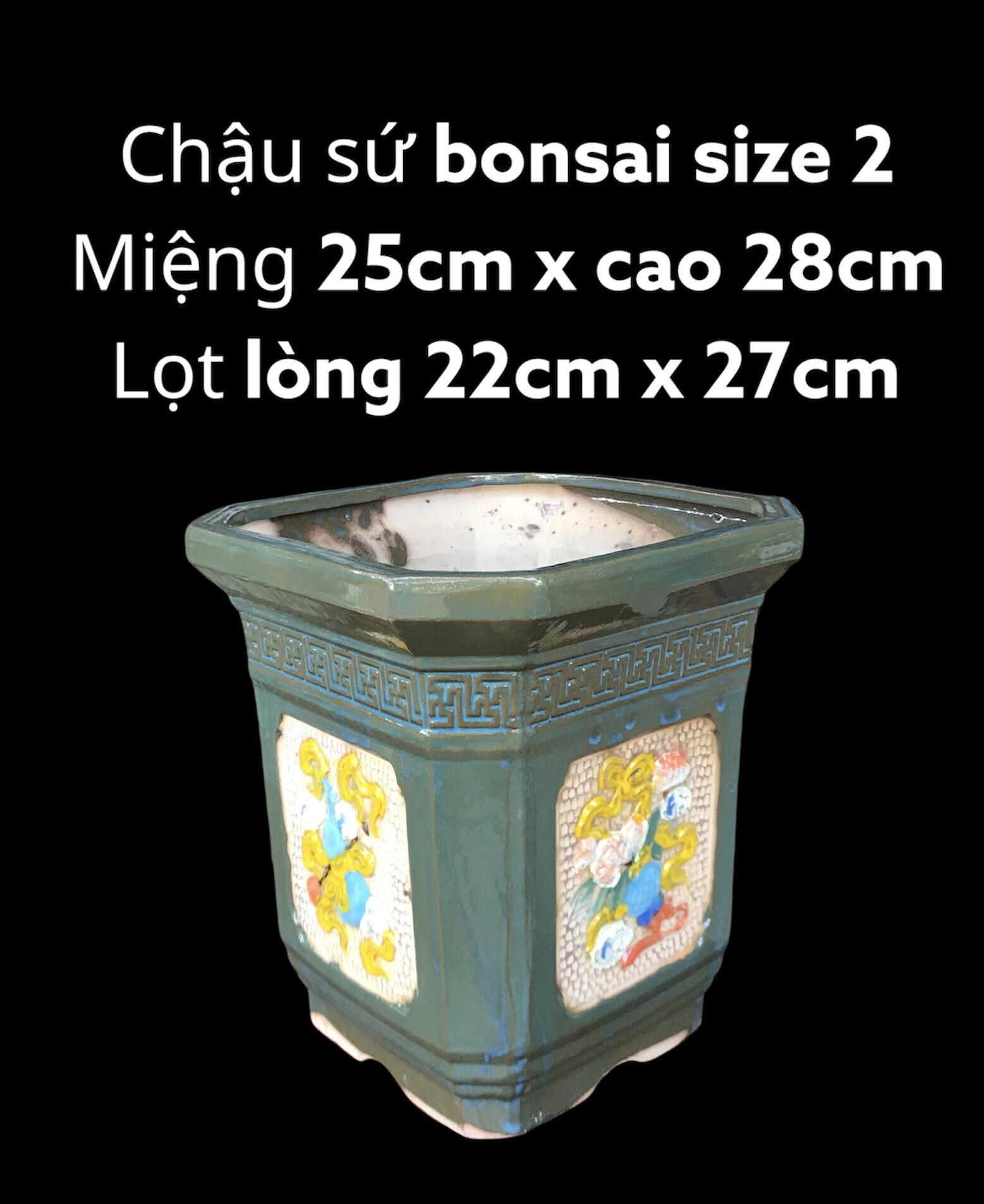 Chậu sứ bonsai vuông cao