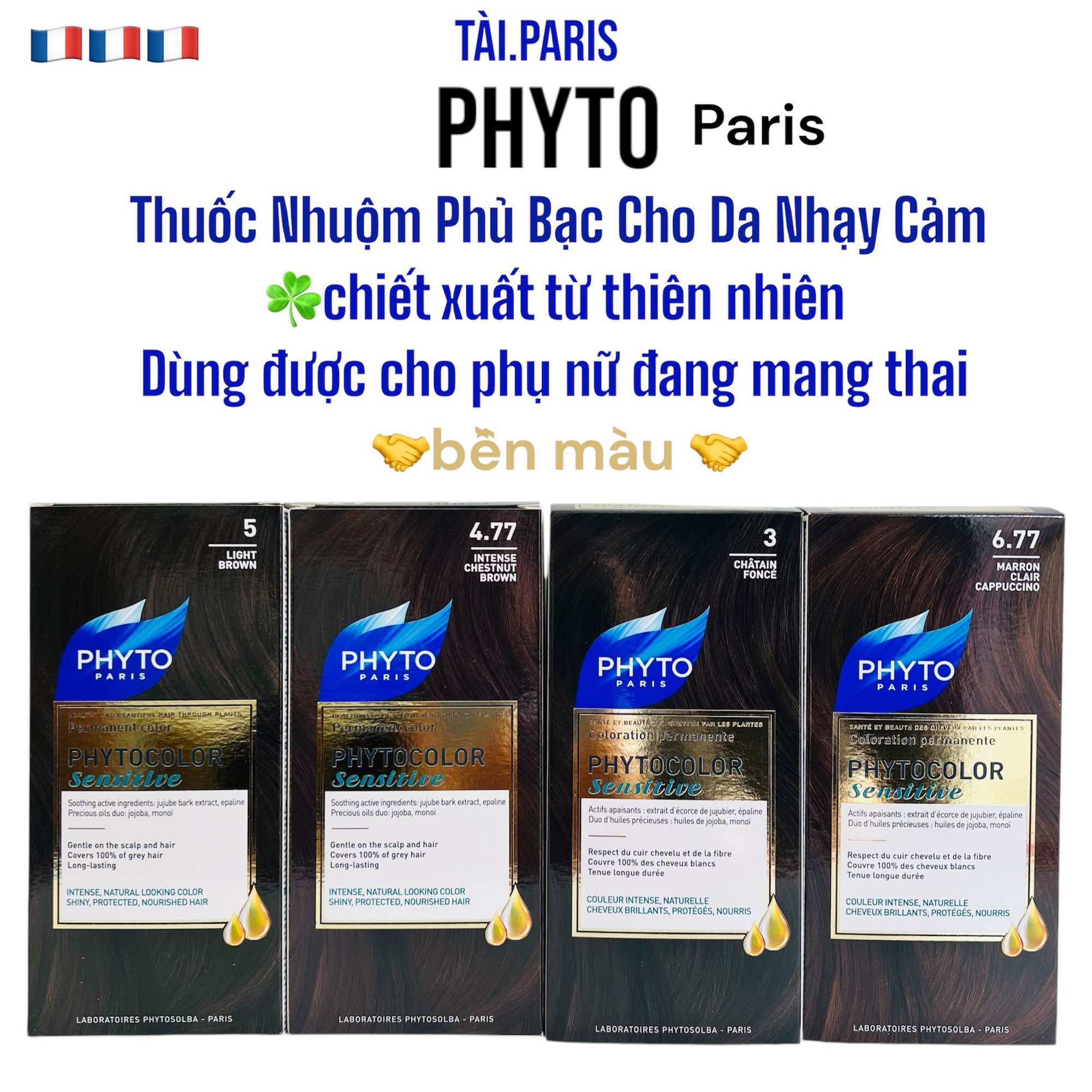 Thuốc Nhuộm Tóc Phủ Bạc Hữu Cơ Phyto cho da nhạy cảm
