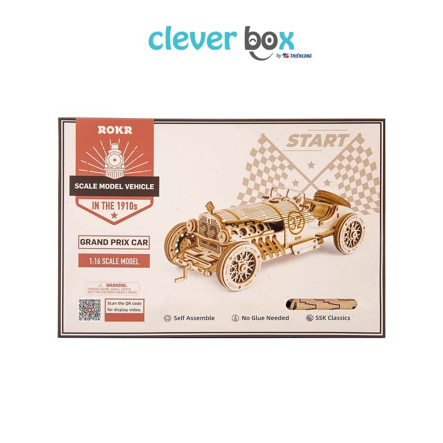 Đồ Chơi Lắp Ráp Gỗ 3D Robotime Mô Hình Xe V8 Grand Prix Car Clever Box 220