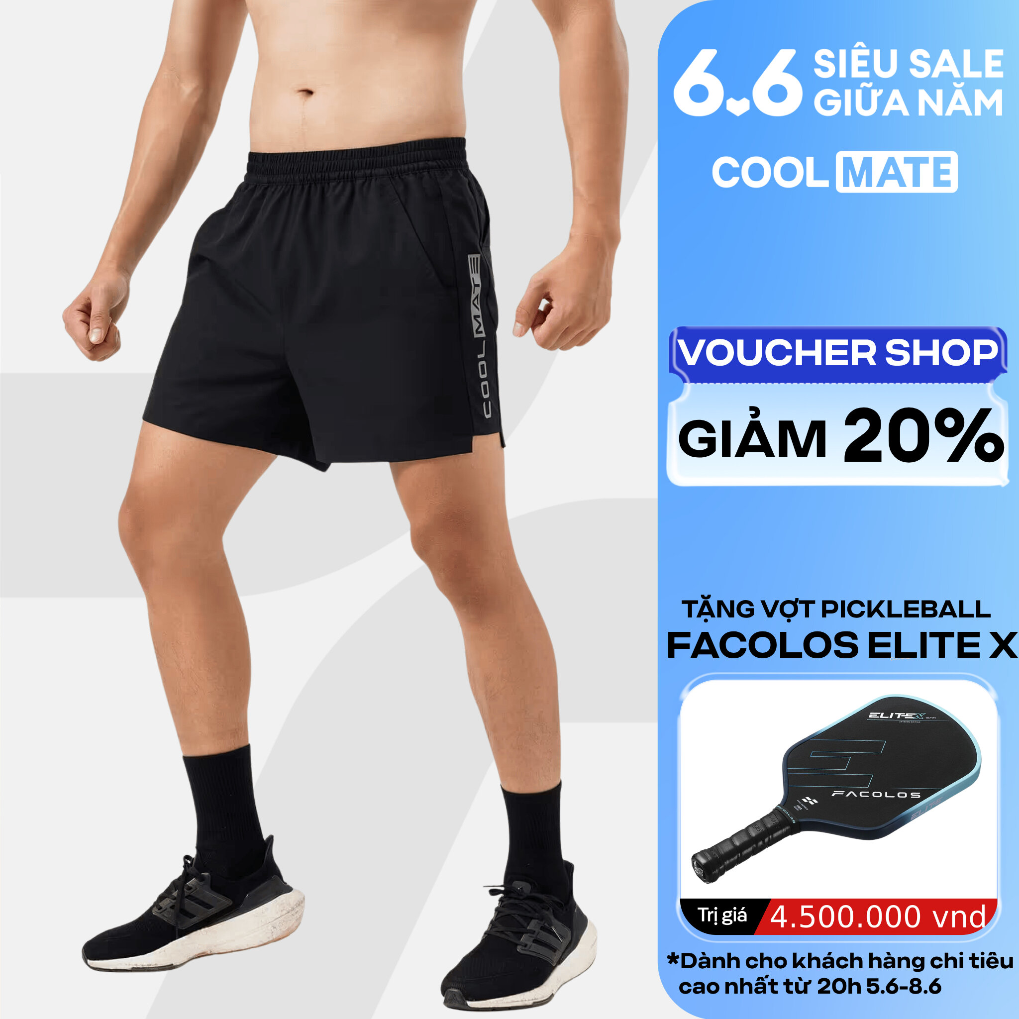 [GIÁ TỐT]Quần Shorts thể thao tập Gym 5" Essentials siêu thấm hút nhanh khô - Coolmate